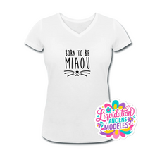 Laden Sie das Bild in den Galerie-Viewer, T-Shirt Damen BIO 🍀 V-Ausschnitt MIAOU (verschiedene Farben)