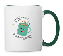 Charger l'image dans la galerie, Mug céramique bicolore vert "Pause bien méritée à ma Maîtresse préférée" — cadeau fin d'année maîtresse Swiss Design