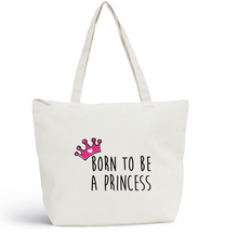 Laden Sie das Bild in den Galerie-Viewer, Sac de plage PRINCESS Pink Coton BIO 🍀 - I&#39;m Born To Be
