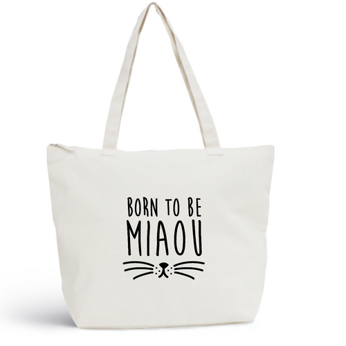 Sac de plage MIAOU Coton BIO 🍀 - I'm Born To Be